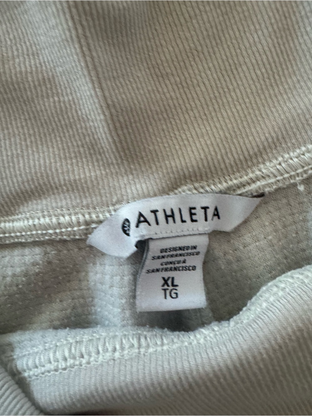Athleta Light Cream/White Textured Joggers - Picture 3 of 4